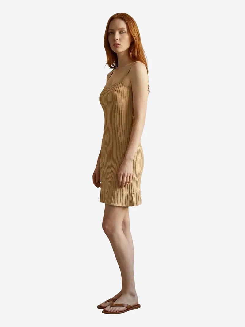 ماي فاشن MY FASHION Ribbed Square-Neck Bodycon Mini Dress