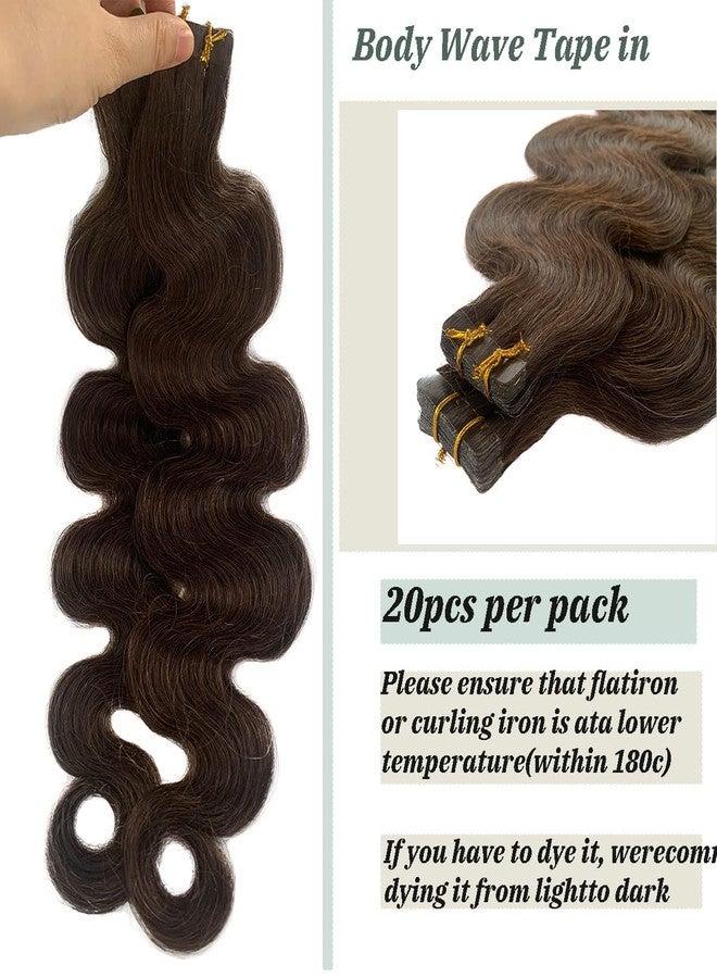 Smavida Dark Brown Curly Tape in Hair Extensions #2 Brown Human Hair Seamless Tape ins Body Wave Extensions 70Grams 20Pcs/Pack 24 Inch Soft Long Wavy Real Hair Glue in Extension - Image 5