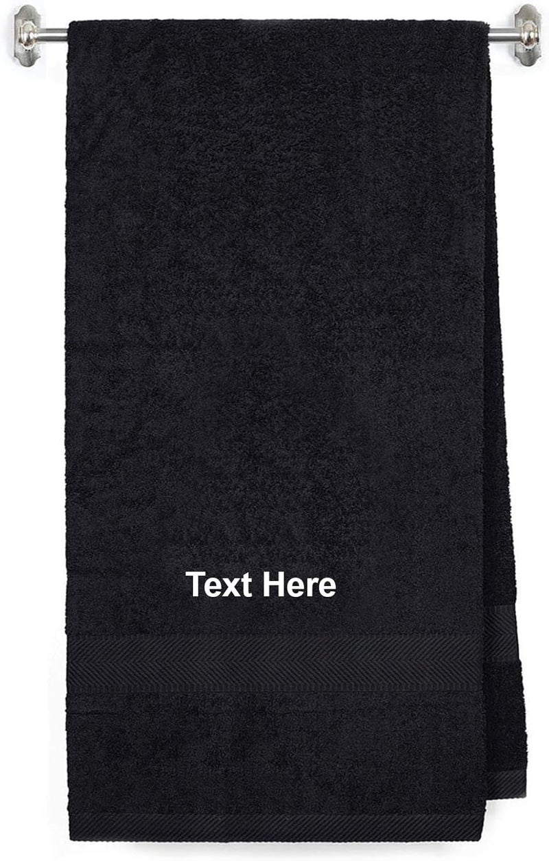 byLora Personalized Embroidered Extra Large Terry Cotton Bath Bath Sheet Towel – Custom Monogram Bathroom Bath Sheet Towels, Ideal for Housewarming, Wedding & Spa Gifts - Black - Image 1