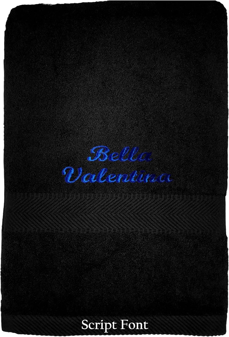 byLora Personalized Embroidered Extra Large Terry Cotton Bath Bath Sheet Towel – Custom Monogram Bathroom Bath Sheet Towels, Ideal for Housewarming, Wedding & Spa Gifts - Black - Image 2