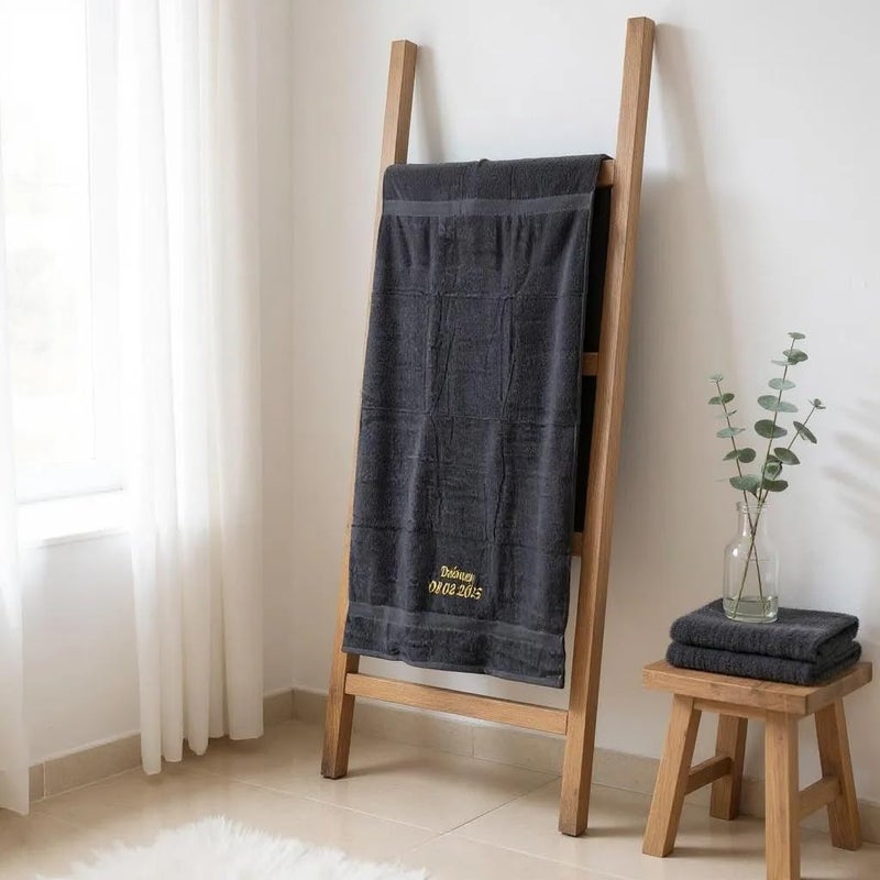 byLora Personalized Embroidered Extra Large Terry Cotton Bath Bath Sheet Towel – Custom Monogram Bathroom Bath Sheet Towels, Ideal for Housewarming, Wedding & Spa Gifts - Black - Image 3