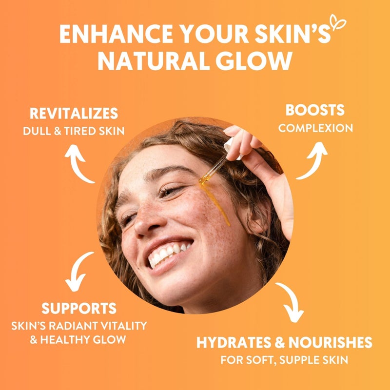 By Nature Brightening & Hydrating Face Oil - Vitamin C Oil & Turmeric Extract Enriched with Plant Squalane Oil for Face- Revitalize Dull, Tired Skin - Vitamin C Face Oil for Women and Men, 1 Fl Oz - Image 3