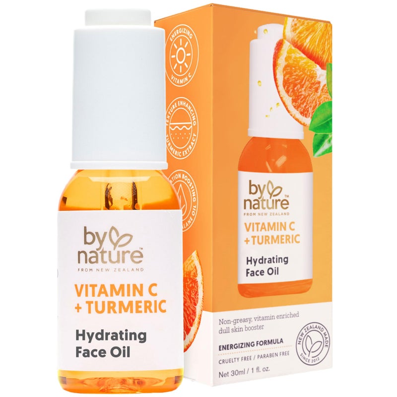 By Nature Brightening & Hydrating Face Oil - Vitamin C Oil & Turmeric Extract Enriched with Plant Squalane Oil for Face- Revitalize Dull, Tired Skin - Vitamin C Face Oil for Women and Men, 1 Fl Oz - Image 1