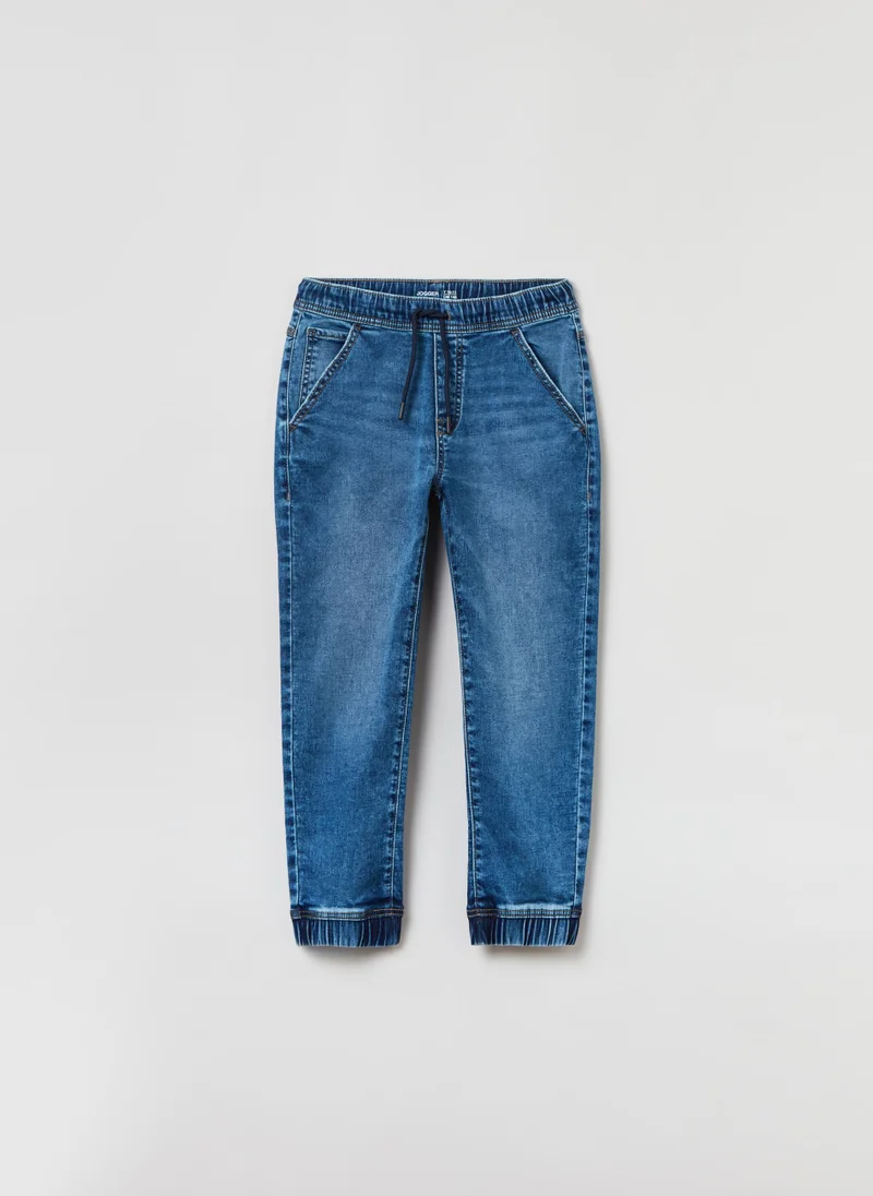 او في اس OVS Denim Joggers With Drawstring And Pockets