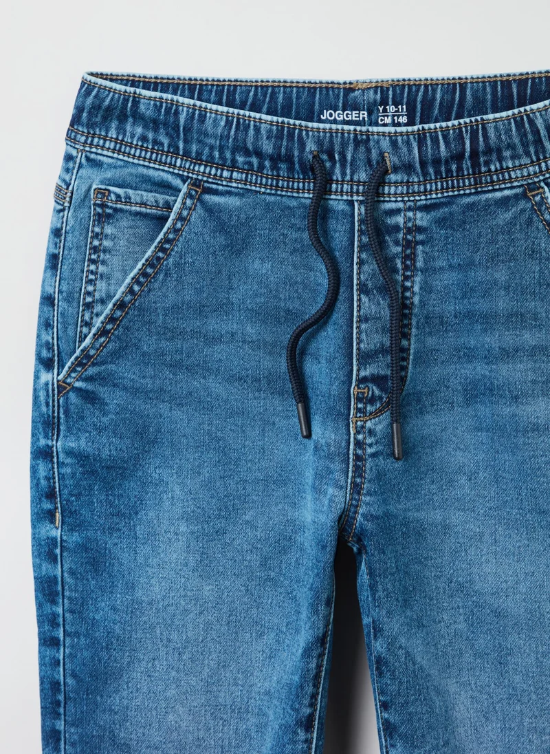 او في اس OVS Denim Joggers With Drawstring And Pockets