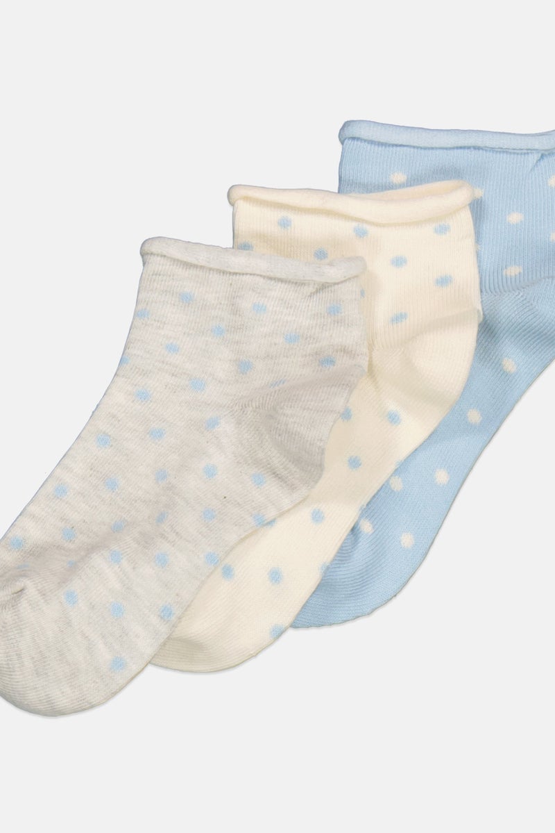 bebe Kids Girl 3 Pair Polka Dots Crew Socks, Multicolor - Image 2