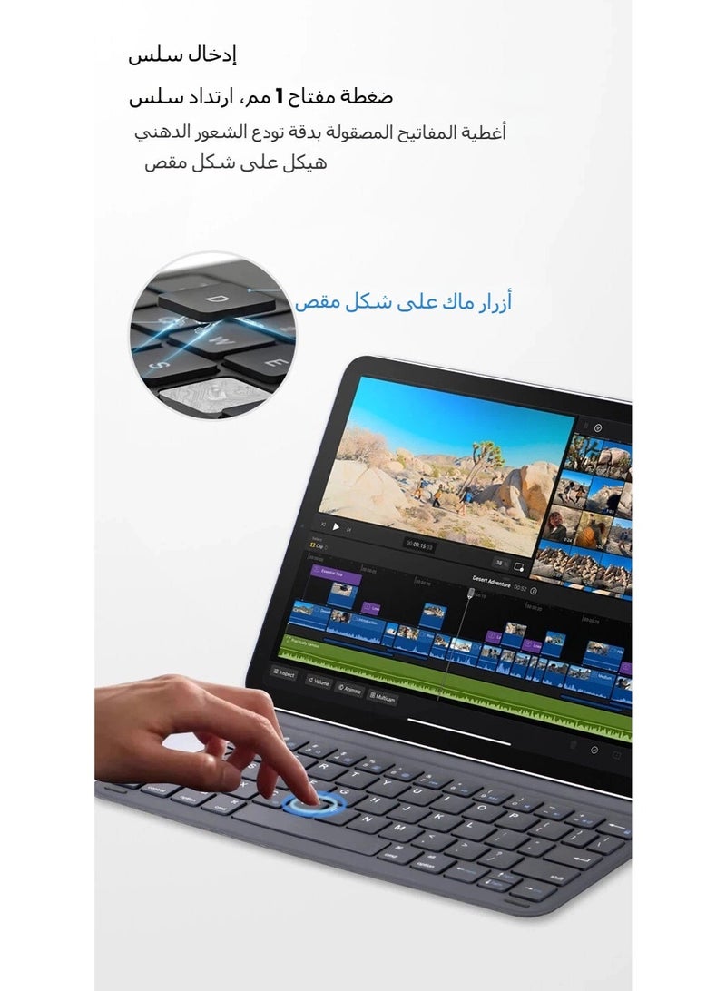 LR Nexus iPad Keyboard Case 11/10.9-inch - Bluetooth Backlit Keyboard with Touchpad, Fits AIR 11 (M3/M2)、AIR 5/4 10.9 & Pro 11 (1st-4th Gen) - Image 5