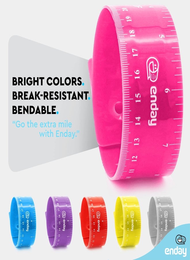 Emraw 12 inches (30 cm) Shatterproof Flexible Rulers Designed in Black, Blue, Green, Pink, Purple, and Orange - Great for School, Home, & Office - (6 Pack) - Image 4