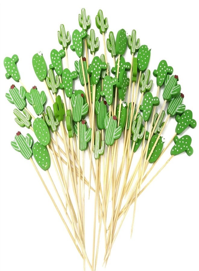 Boan 100PCS Fancy Toothpicks for Appetizers, 4.7 Inch Cactus Skewers for Appetizers, Cocktail Picks for Drinks, Sandwich Fruit Charcuterie Party Decorations - Image 1