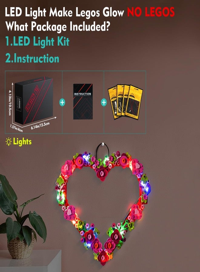 VONADO Light Kit Compatible with LEGO Heart Ornament 40638, Valentine Flowers Heart Wreath Frame, Lighting Set, Gift for Adults (No Models) - Image 4