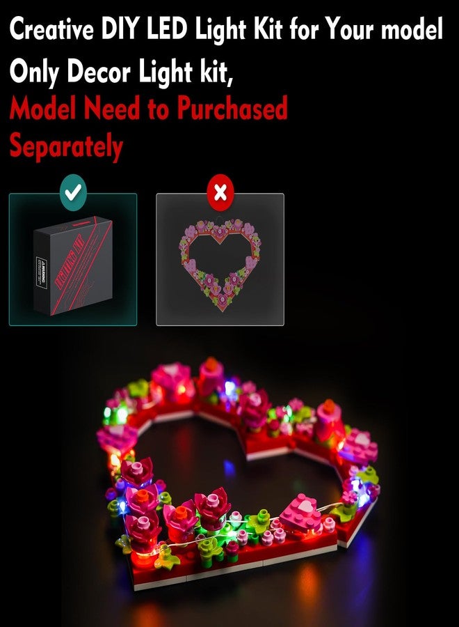 VONADO Light Kit Compatible with LEGO Heart Ornament 40638, Valentine Flowers Heart Wreath Frame, Lighting Set, Gift for Adults (No Models) - Image 2