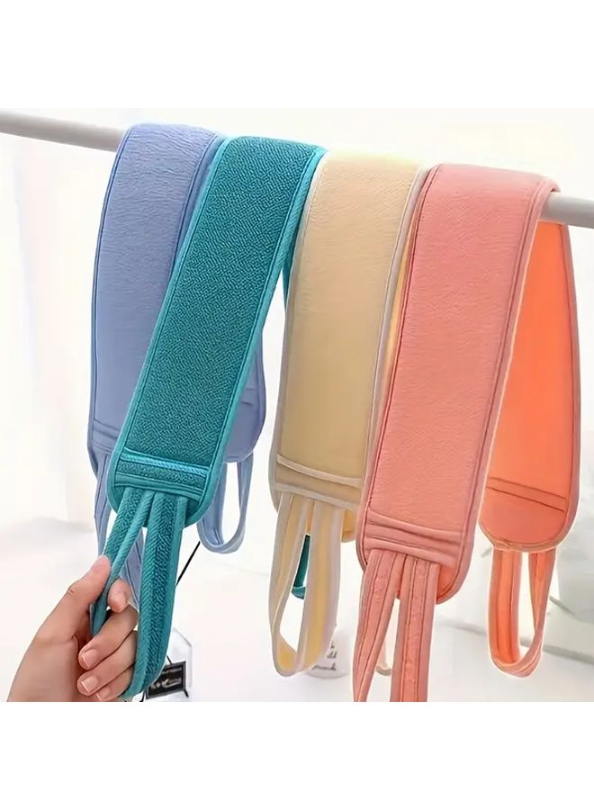 Beige And Pink Exfoliating Back Scrub Towels With Long Rope Handle For Deep Cleansing - Image 1