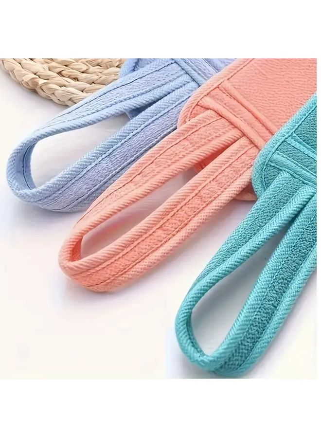 Beige And Pink Exfoliating Back Scrub Towels With Long Rope Handle For Deep Cleansing - Image 4