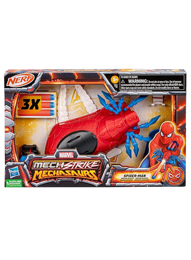 MARVEL Mech Strike Mechasaurs Spider Man Arachno Blaster Blaster With 3 Darts Role Play Super Hero Toys For Kids Ages 5 And Up - Image 3
