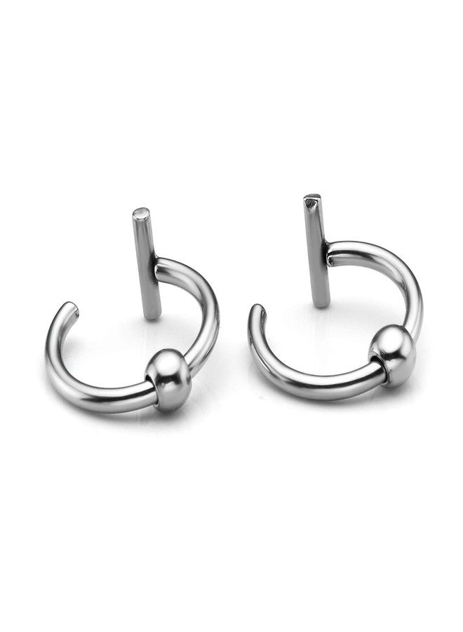 Jovivi 2 pairs 16g Stainless Steel Fake Lip Ear Nose Stud Ring Clip On Cartilage Non Piercing Rings Hoop Gothic - Image 2