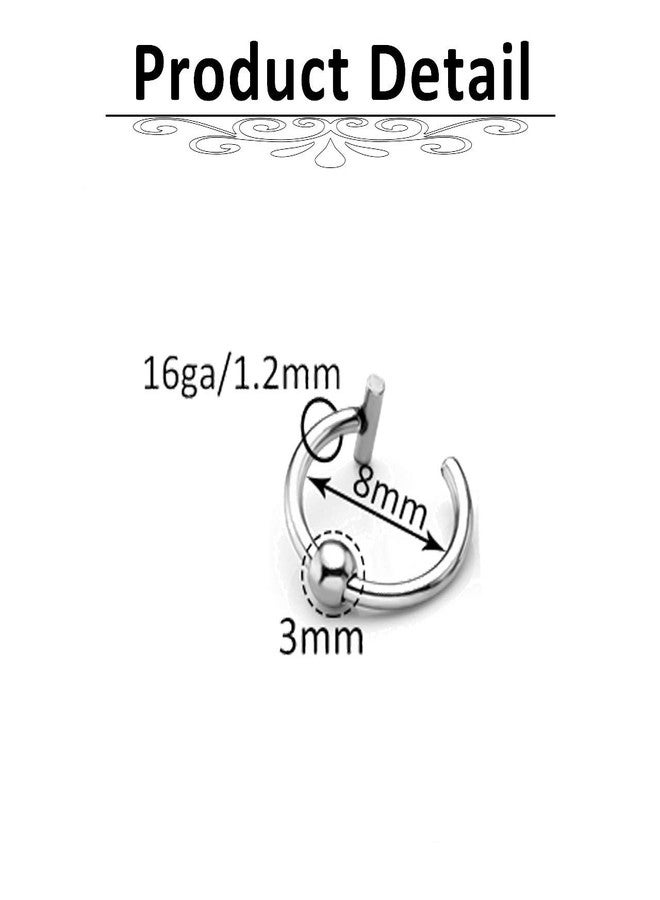 Jovivi 2 pairs 16g Stainless Steel Fake Lip Ear Nose Stud Ring Clip On Cartilage Non Piercing Rings Hoop Gothic - Image 3