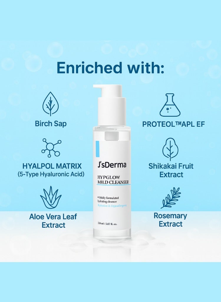 J'sDerma Moisturizing cleanser with Hyaluronic Acid and Allantoin Hydglow Mild Cleanser 150ml - Image 4