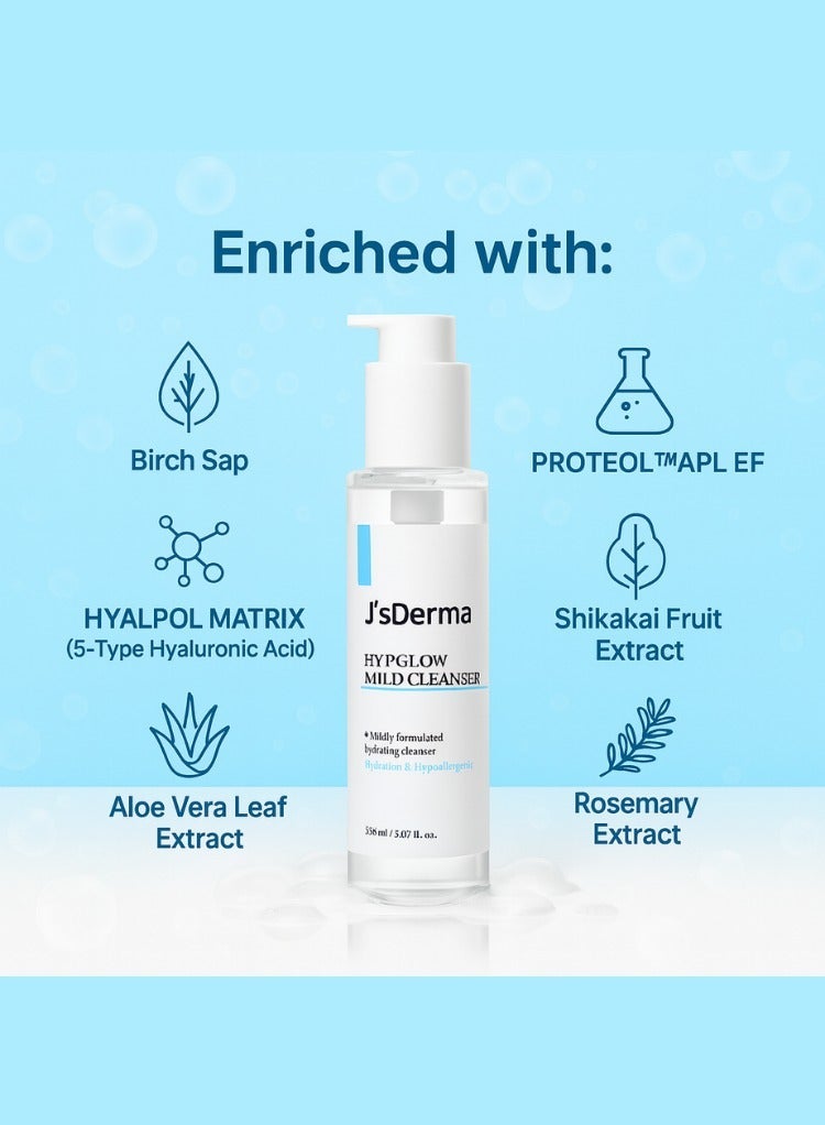 J'sDerma Moisturizing cleanser with Hyaluronic Acid and Allantoin Hydglow Mild Cleanser 150ml - Image 4