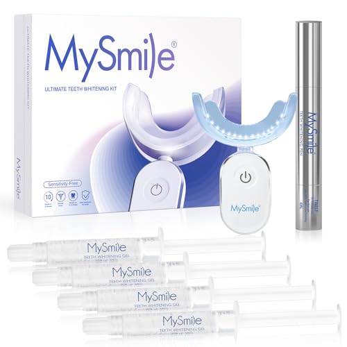 MySmile Deluxe 10 Min Teeth Whitening Kit with 28 LED Light 35 Carbamide Peroxide Teeth Whitening Gel Helps Remove Years of Stains from Coffee Soda Wines Smoking Food - Image 1