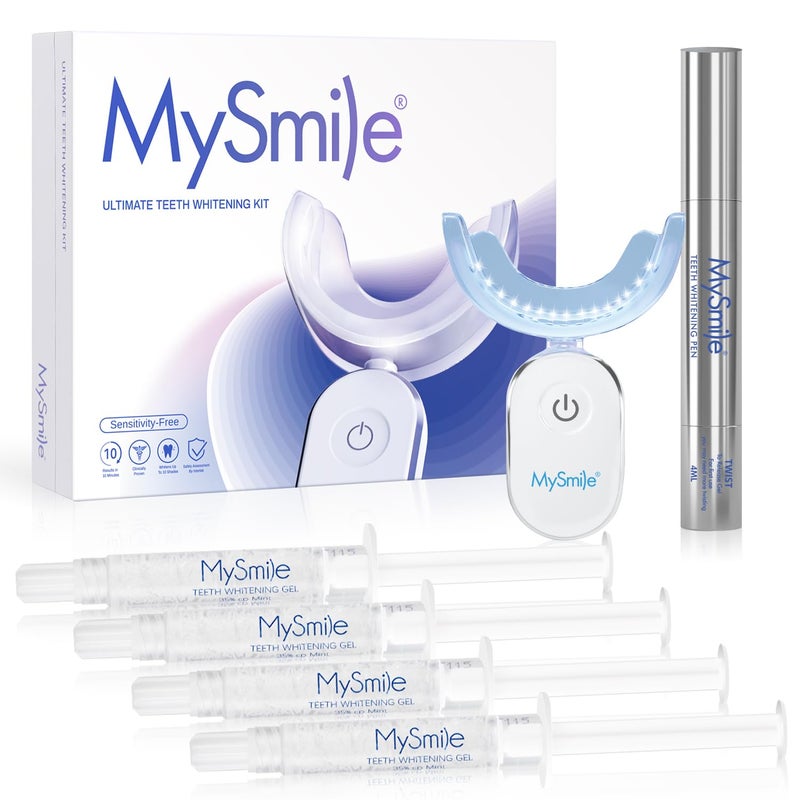 MySmile Deluxe 10 Min Teeth Whitening Kit with 28 LED Light 35 Carbamide Peroxide Teeth Whitening Gel Helps Remove Years of Stains from Coffee Soda Wines Smoking Food - Image 2