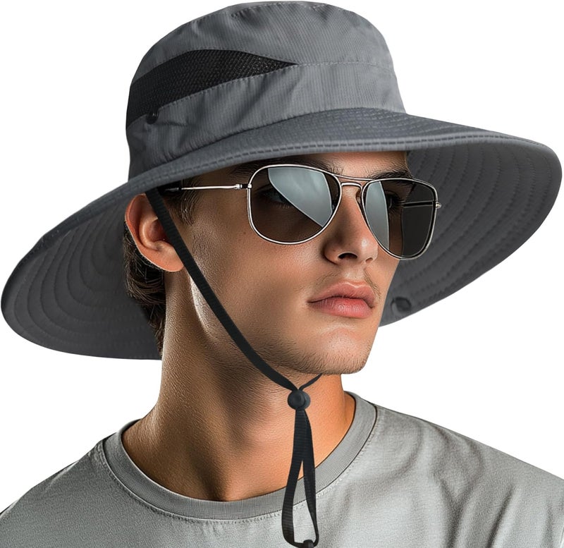 KeepCart Sun Protection Round Cap for Travel, Lightweight Breathable Stylish Summer Hat, Hiking, Gardning, Fishing, UV Protection Hat Cap for Men Women (in, Alpha, Free Size, Dark Grey) - Image 1
