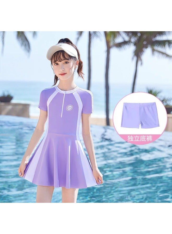 New Children's Swimwear Girls' Siomatic Skirt Swimwear Summer Junior Middle-sized Girls Training Swimming