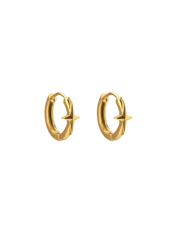 Palmonas 18K Gold Tone Plated Crossflare Mini Hoop Earrings For Women - Waterproof & Anti-Tarnish - Image 1