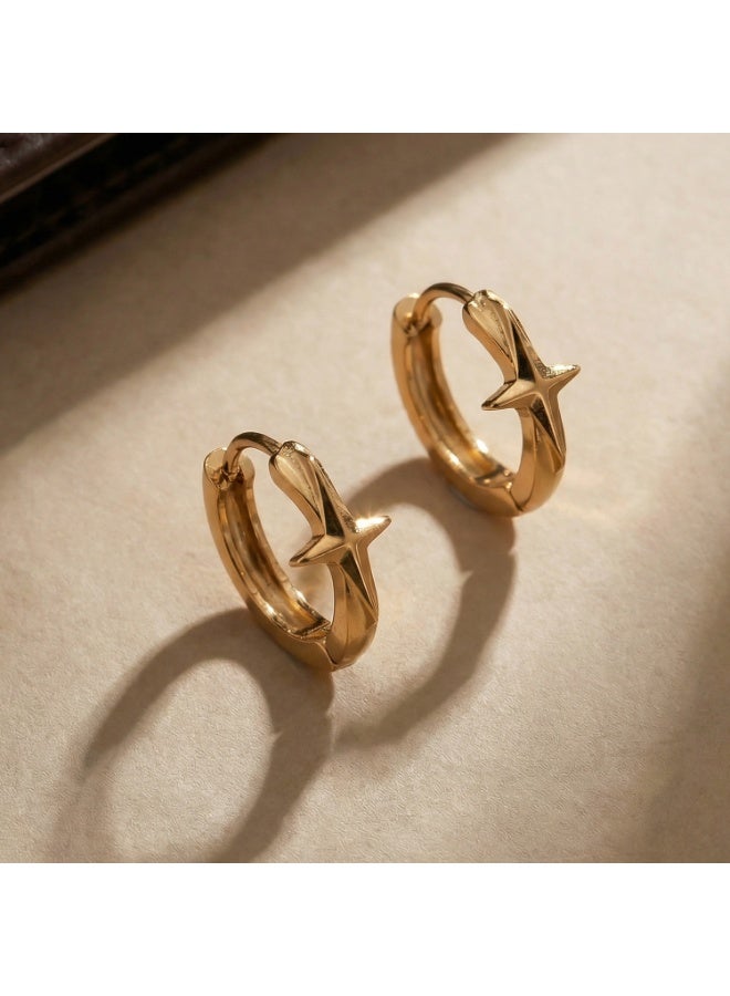 Palmonas 18K Gold Tone Plated Crossflare Mini Hoop Earrings For Women - Waterproof & Anti-Tarnish - Image 3