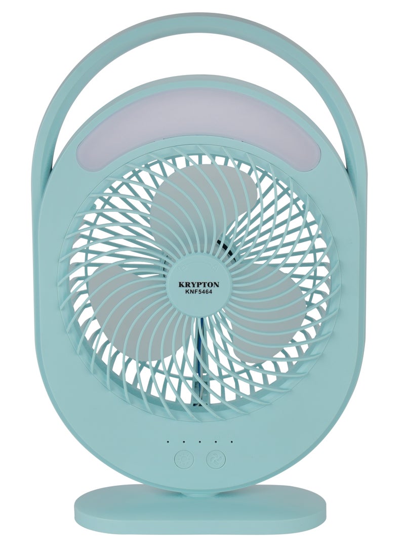 KRYPTON Rechargeable Mini Fan LED Light with Long Working Hours and 3 Wind Speed/ Powerful and Efficient Cooling, High Performance 2400 mAh Lithium Battery Operated KNF5464 Light Green - Image 1