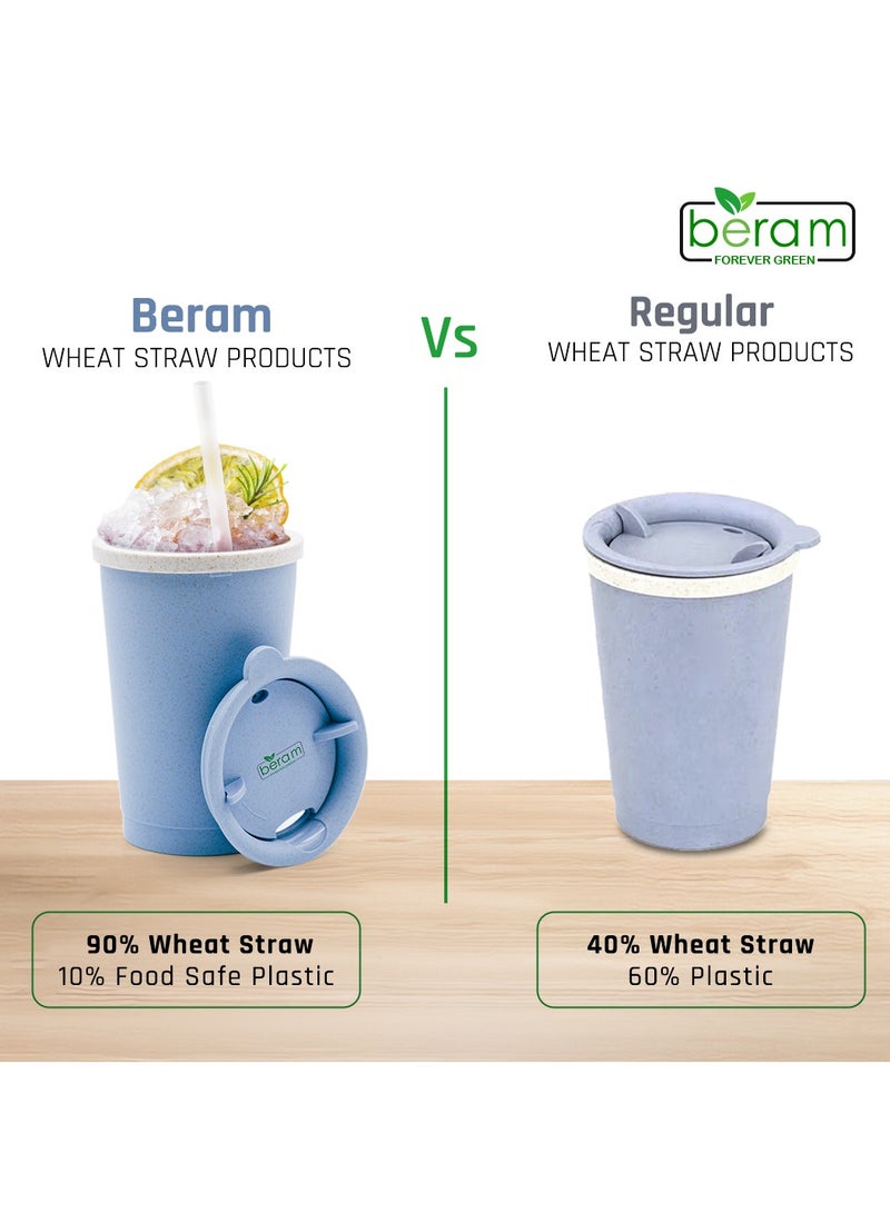 Beram Wheat Straw Coffee Cup with Lid, Eco-Friendly and Reusable, Double Wall Water Mug, Leak Proof, Daily Use Travel Cup  - Image 3