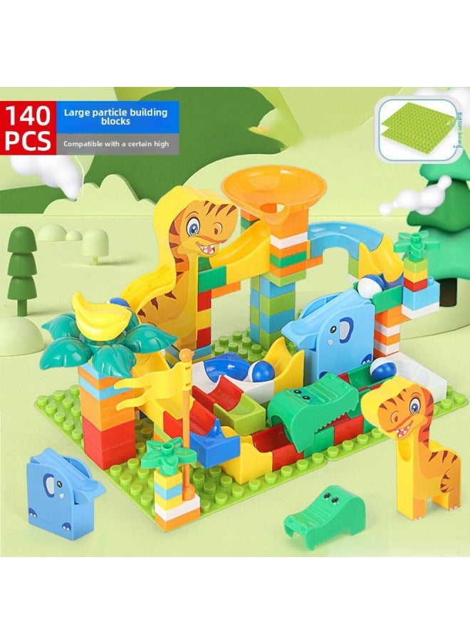 Generic - # Variables Slide Building Blocks Table Assembled Toys Puzzle 3 To 6 Years Old Boy Child Size Granular Ball Rail-Color:Animal Building Blocks [140 Grains] Including 4 Balls [+2 Base Plates] - Image 1