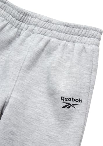 Reebok Baby Boys Pants Set - 2 Piece Pullover Hoodie and Joggers Jog Set - Cozy Fleece Play Wear Pant Sets for Toddler Sizes, Size 2T, Light Grey Heather Logo - Image 5