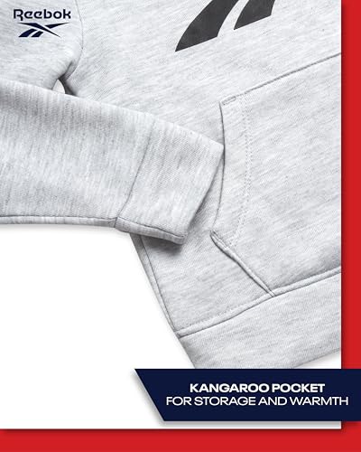 Reebok Baby Boys Pants Set - 2 Piece Pullover Hoodie and Joggers Jog Set - Cozy Fleece Play Wear Pant Sets for Toddler Sizes, Size 2T, Light Grey Heather Logo - Image 4