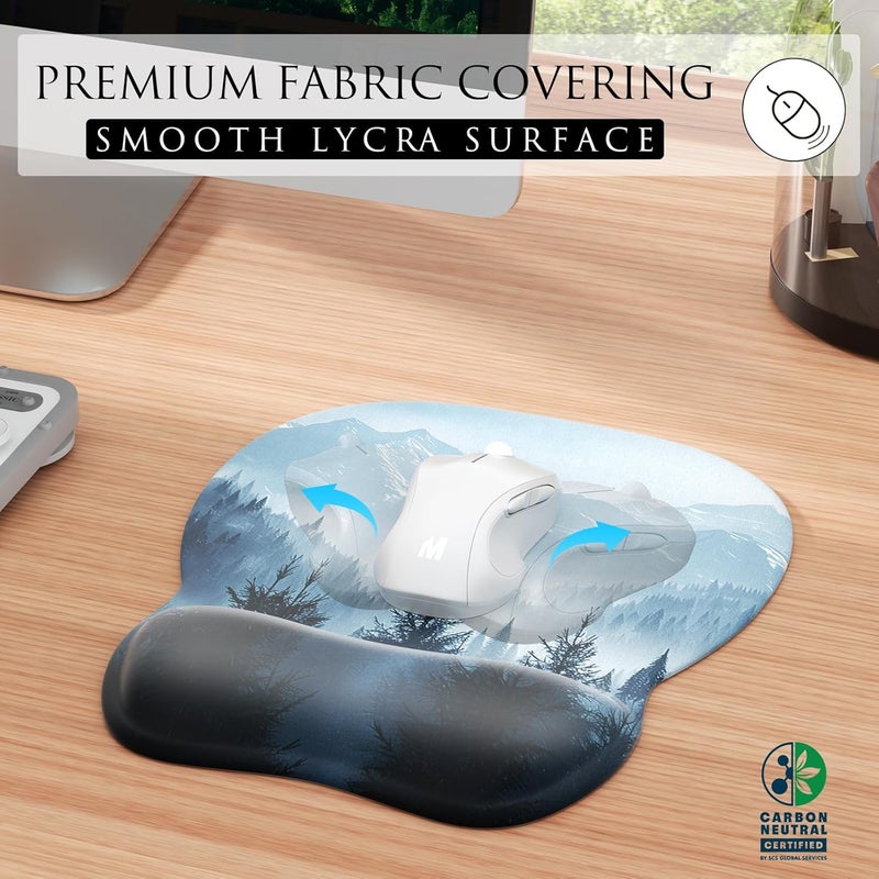 MROCO Ergonomic Mouse Pad with Gel Wrist Rest, Comfortable Mousepad with Smooth Wrist Support Surface and Non-Slip PU Base for Pain Relief, Computer, Laptop, Office & Home, 9.4 x 8.1 in, Cloud Forest - Image 2