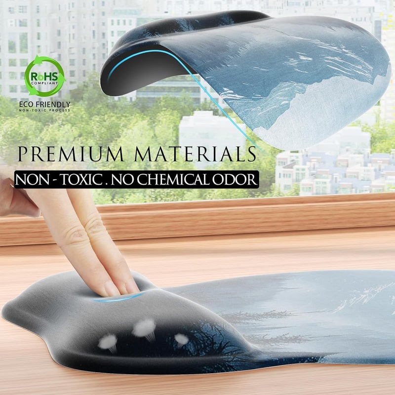 MROCO Ergonomic Mouse Pad with Gel Wrist Rest, Comfortable Mousepad with Smooth Wrist Support Surface and Non-Slip PU Base for Pain Relief, Computer, Laptop, Office & Home, 9.4 x 8.1 in, Cloud Forest - Image 5