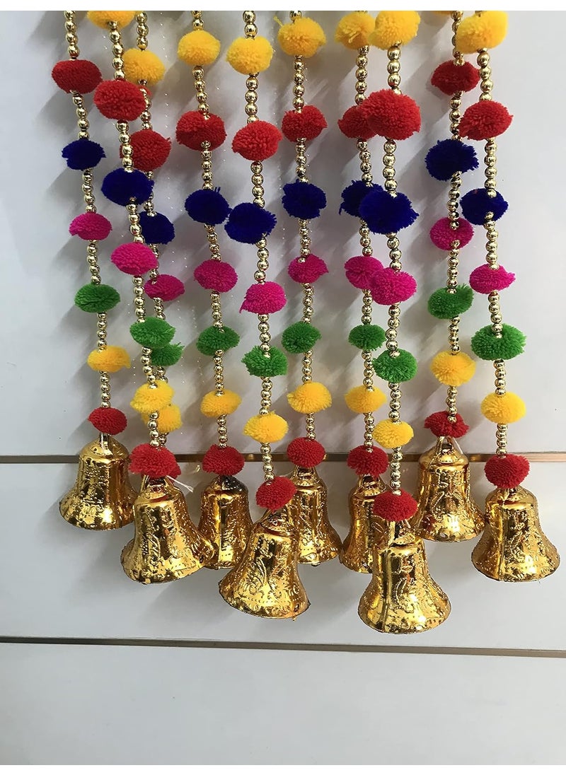Aahum Magpie Collections Handmade Multicolor Strings Pom Pom for DoorWall Hanging Bandhanwar Toran Garland for Decoration Diwali FestivalNavratriWedding 3FT5 Strings  - Image 3