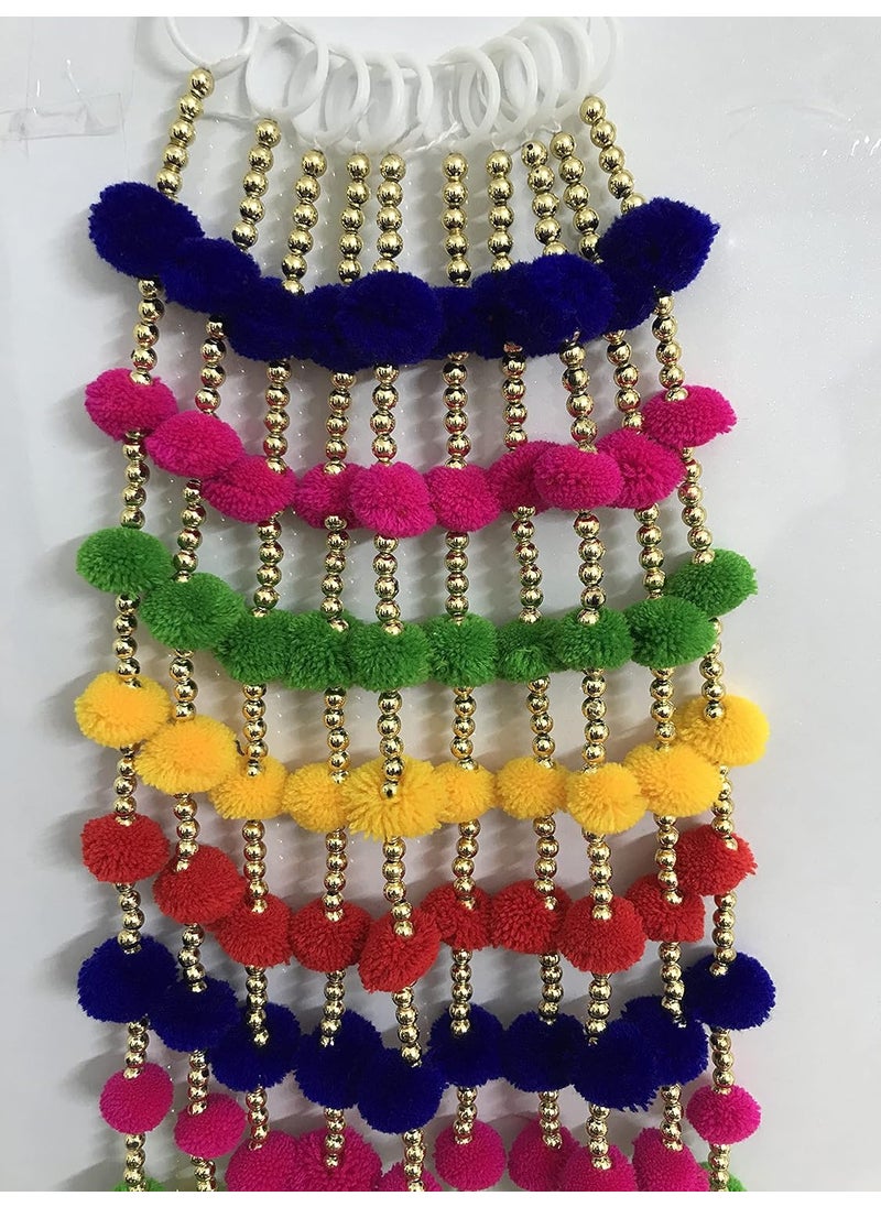 Aahum Magpie Collections Handmade Multicolor Strings Pom Pom for DoorWall Hanging Bandhanwar Toran Garland for Decoration Diwali FestivalNavratriWedding 3FT5 Strings  - Image 2