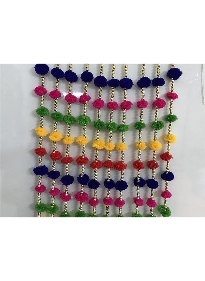 Aahum Magpie Collections Handmade Multicolor Strings Pom Pom for DoorWall Hanging Bandhanwar Toran Garland for Decoration Diwali FestivalNavratriWedding 3FT5 Strings  - Image 5