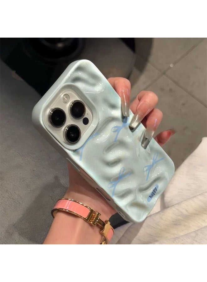 NIBEMINENT Minimalist Blue Bow Meteorite Pattern Protective TPU Case Cover For iPhone 15 Pro Max, Blue