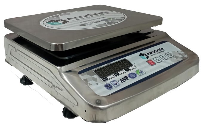 AS01 CAPACITY 30KG X 2G ACCURACY STAINLESS STEEL DIGITAL WEIGHT MACHINEWEIGHING SCALE WITH FRONT AND BACK GREEN DISPLAY 10X12 INCHES WITH 40 HOUR BATTERY BACKUP