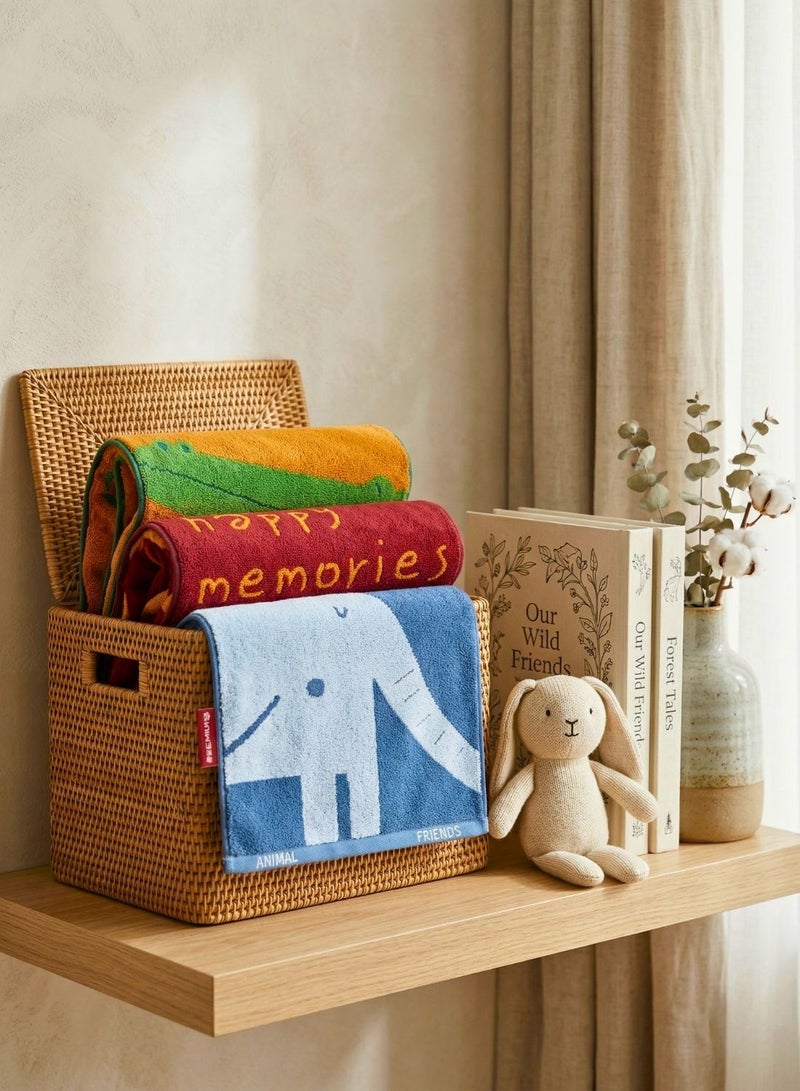 1Chase Kids Hand Towel Set 3PCS – 100% Cotton Soft & Absorbent Face Towels, Crocodile Fox Elephant Animal Design Towels for Baby, Kids & Bathroom Use - Image 5
