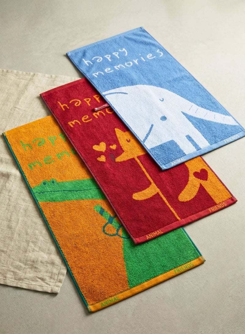 1Chase Kids Hand Towel Set 3PCS – 100% Cotton Soft & Absorbent Face Towels, Crocodile Fox Elephant Animal Design Towels for Baby, Kids & Bathroom Use - Image 1