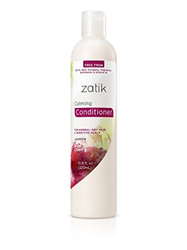 Zatik Naturals - Calming Conditioner with Jasmine and Wild Cherry for Dandruff - Vegan Biodegradable, pH Balanced, FREE FROM EDTA, PEG, Parabens, fragrances, phthalates & mineral oil, 10.8 oz. - Image 1