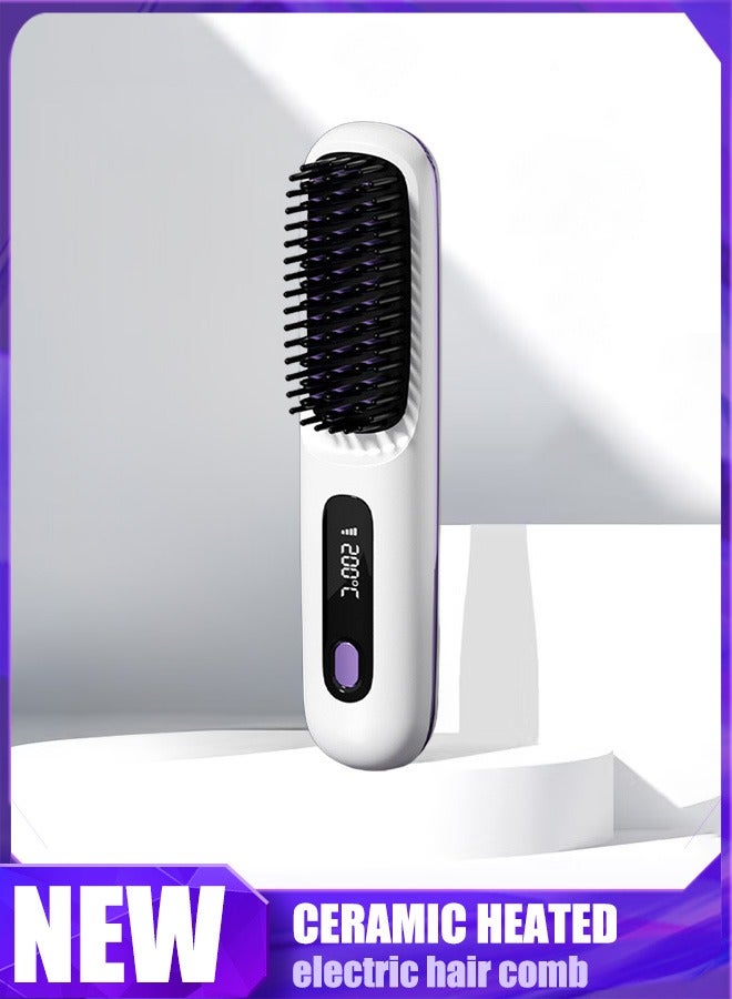 Generic Two-in-one straightening comb and hair straightener, portable with negative ions, no hair damage, wireless styling comb  - Image 1