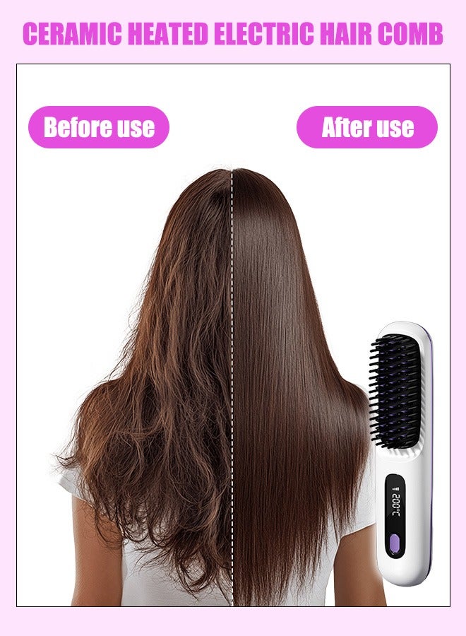 Generic Two-in-one straightening comb and hair straightener, portable with negative ions, no hair damage, wireless styling comb  - Image 4