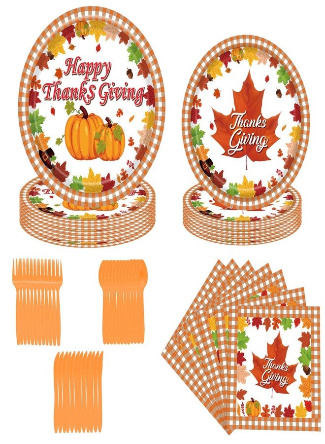 CROOT 80Pcs Thanksgiving Tableware Set,Fall Paper Plates,Hanksgiving Party Plates and Napkins Party Supplies Disposable Set - Image 1