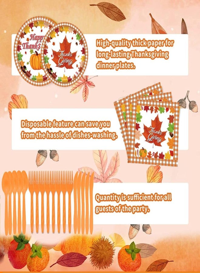 CROOT 80Pcs Thanksgiving Tableware Set,Fall Paper Plates,Hanksgiving Party Plates and Napkins Party Supplies Disposable Set - Image 3