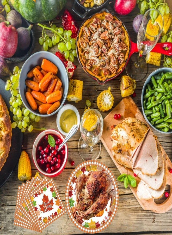 CROOT 80Pcs Thanksgiving Tableware Set,Fall Paper Plates,Hanksgiving Party Plates and Napkins Party Supplies Disposable Set - Image 5