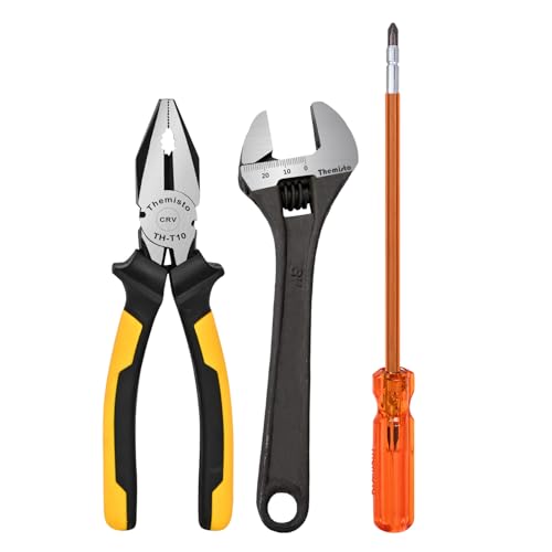 Themisto TH-TK01 | 3 IN 1 | Hand Tool Kit (8" Combination Plier, 8" Adjustable Wrench & 6" Hex Screwdriver) - Image 1