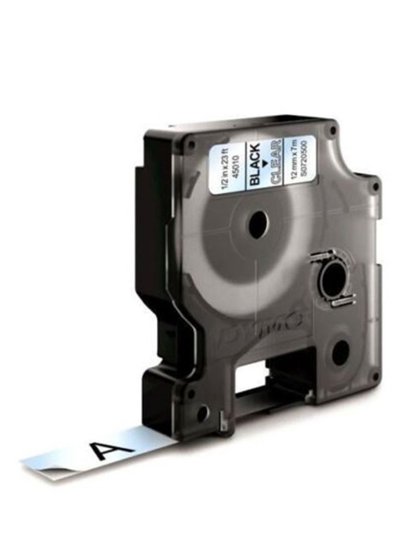 Dymo 12mm Wide Labelling Tape Black Ink on Clear Tape - Image 2